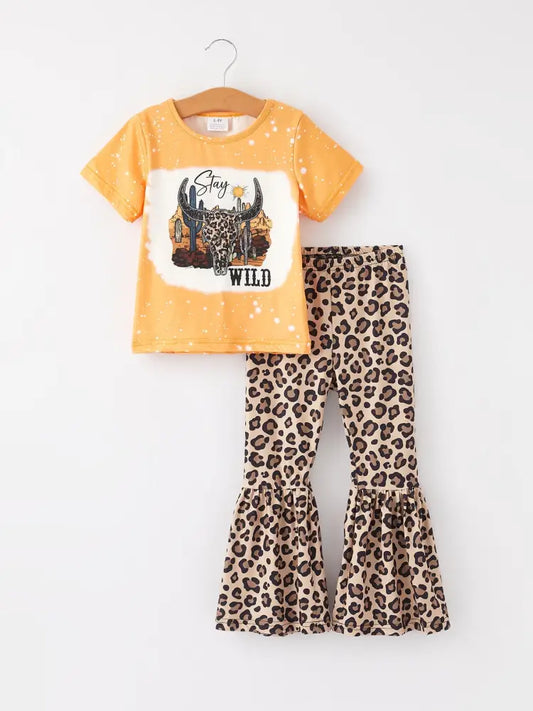 Western Leopard Print Girls Set Outfit