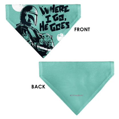 Pet Bandana - Star Wars The Madalorian and Grogu WHERE HE GOES I GO Pose Blue/Black - Pet Bandanas