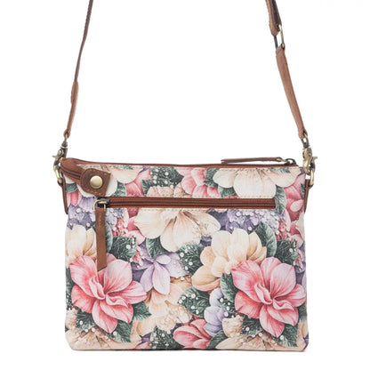 Myra Wildflower Trail Cotton & Leather Crossbody Bag in Vintage Rose - Vintage Rose - Bags