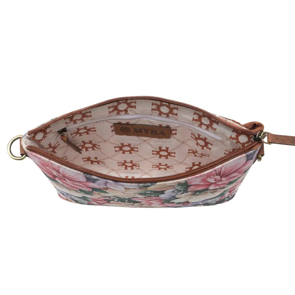 Myra Wildflower Trail Cotton & Leather Crossbody Bag in Vintage Rose - Vintage Rose - Bags