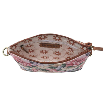 Myra Wildflower Trail Cotton & Leather Crossbody Bag in Vintage Rose - Vintage Rose - Bags