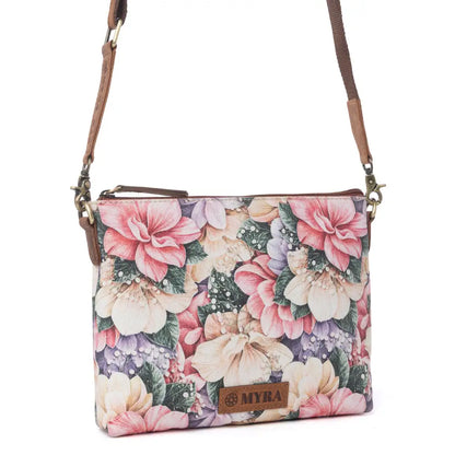Myra Wildflower Trail Cotton & Leather Crossbody Bag in Vintage Rose - Vintage Rose - Bags
