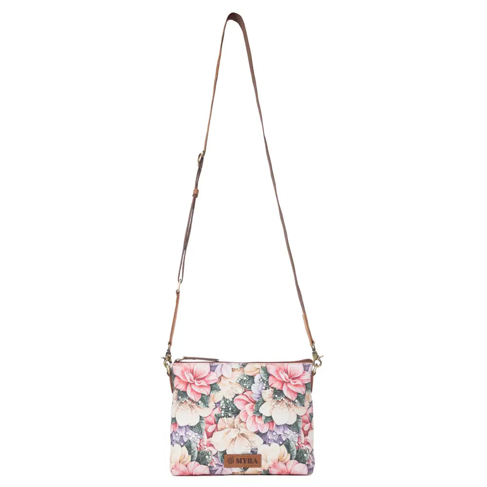 Myra Wildflower Trail Cotton & Leather Crossbody Bag in Vintage Rose - Vintage Rose - Bags