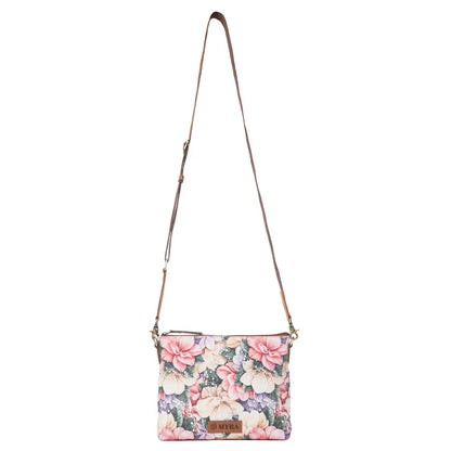 Myra Wildflower Trail Cotton & Leather Crossbody Bag in Vintage Rose - Vintage Rose - Bags