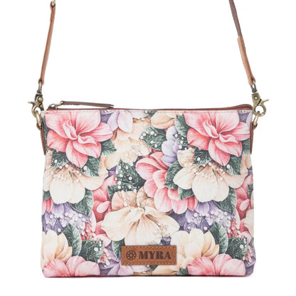 Myra Wildflower Trail Cotton & Leather Crossbody Bag in Vintage Rose - Vintage Rose - Bags