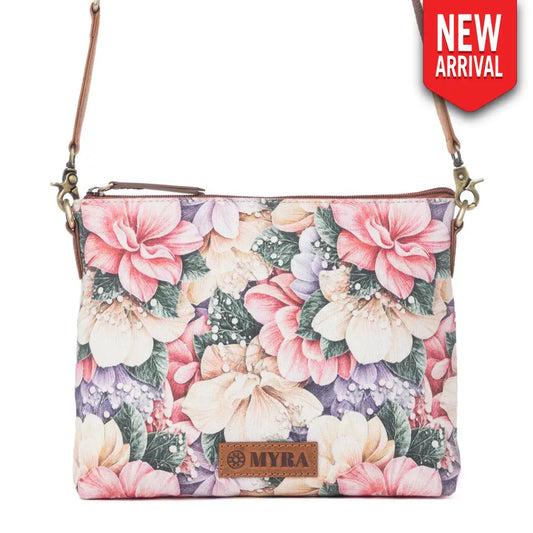 Myra Wildflower Trail Cotton & Leather Crossbody Bag in Vintage Rose - Vintage Rose - Bags