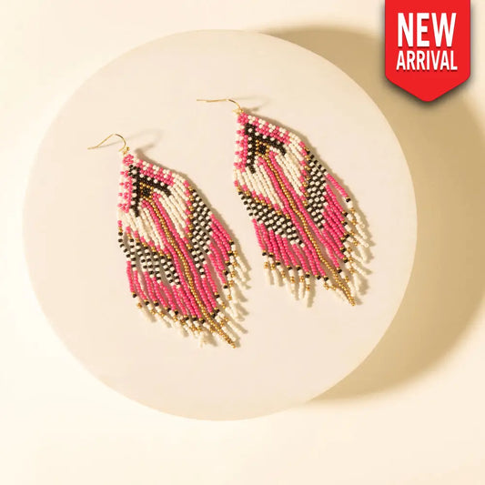 Myra Wildloom Chevron Drops in Dusty Rose - Dusty Rose - JEWELLRY