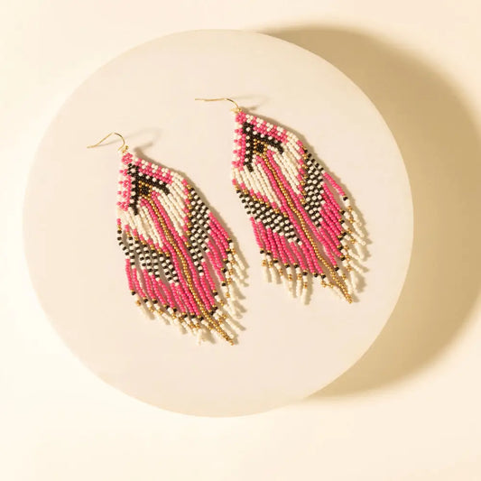 Myra Wildloom Chevron Drops in Dusty Rose - Dusty Rose - JEWELLRY