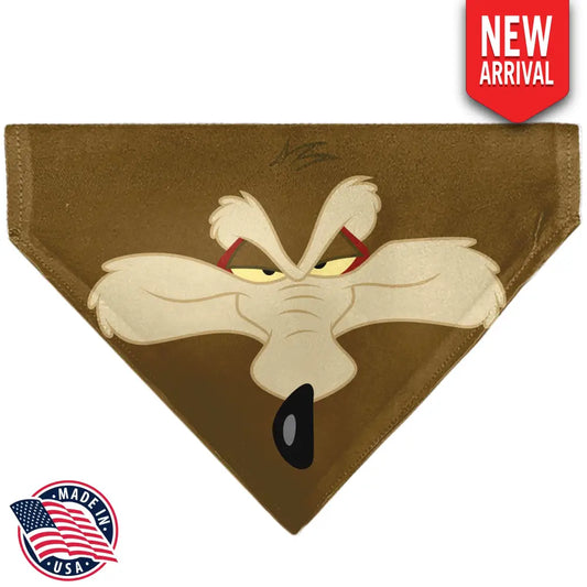 Pet Bandana - LOONEY TUNES Wile E. Coyote Face Close-Up Brown - Pet Bandanas