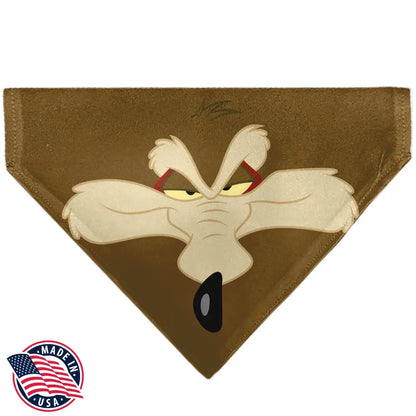 Pet Bandana - LOONEY TUNES Wile E. Coyote Face Close-Up Brown - Pet Bandanas