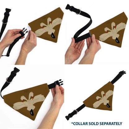 Pet Bandana - LOONEY TUNES Wile E. Coyote Face Close-Up Brown - Pet Bandanas