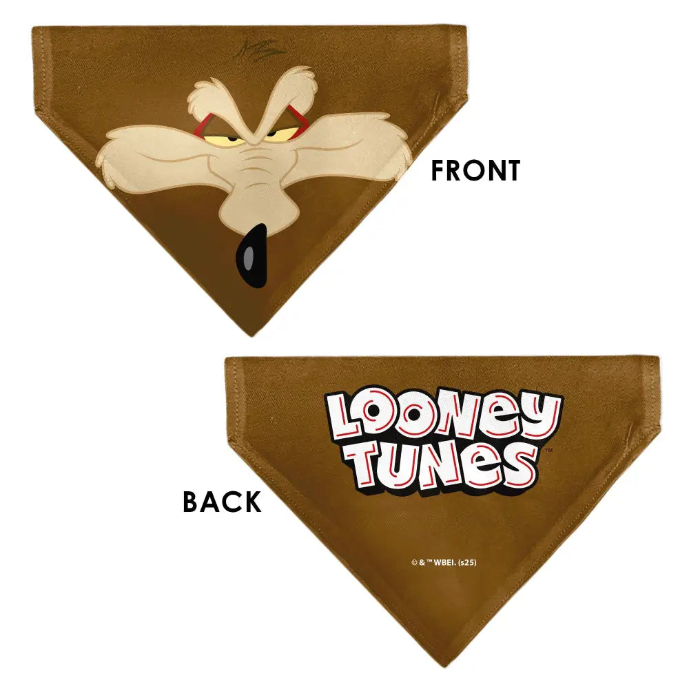 Pet Bandana - LOONEY TUNES Wile E. Coyote Face Close-Up Brown - Pet Bandanas