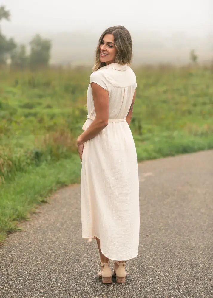 Willow Blush Pink Cotton Gauze Midi Dress - IC Dresses