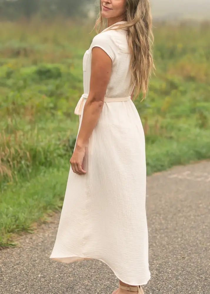 Willow Blush Pink Cotton Gauze Midi Dress - IC Dresses
