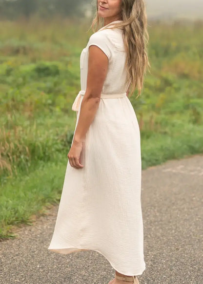 Willow Blush Pink Cotton Gauze Midi Dress - IC Dresses