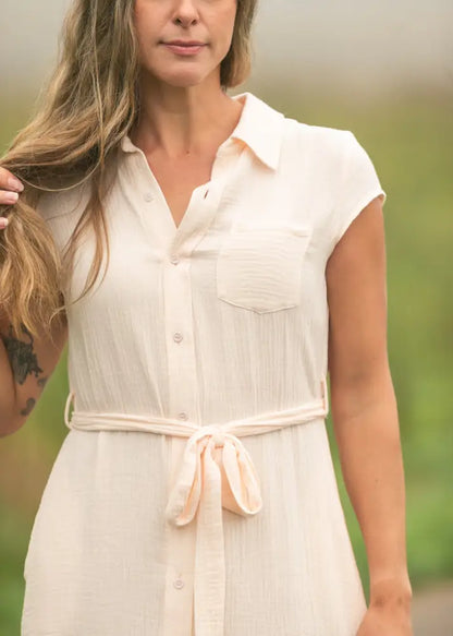 Willow Blush Pink Cotton Gauze Midi Dress - IC Dresses