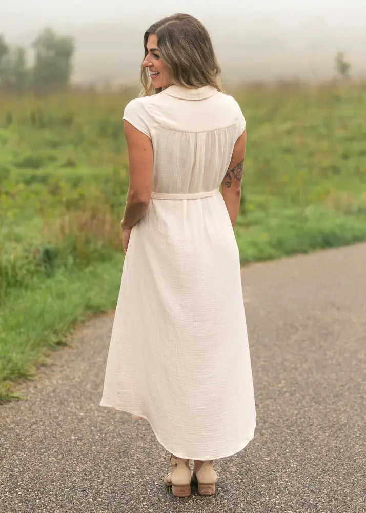 Willow Blush Pink Cotton Gauze Midi Dress - IC Dresses