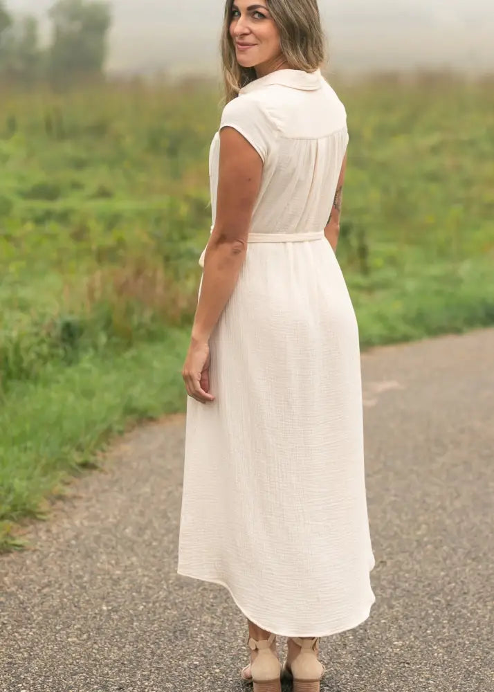 Willow Blush Pink Cotton Gauze Midi Dress - IC Dresses