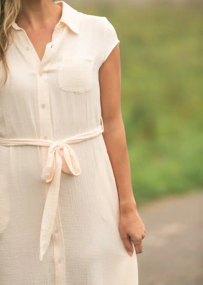 Willow Blush Pink Cotton Gauze Midi Dress - IC Dresses