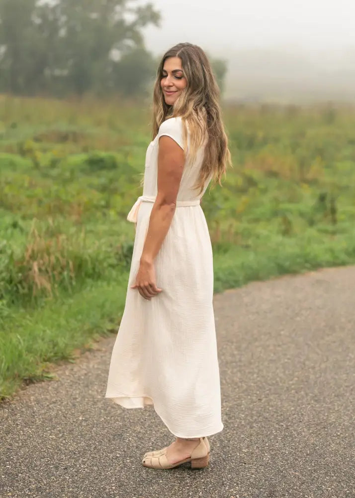 Willow Blush Pink Cotton Gauze Midi Dress - IC Dresses