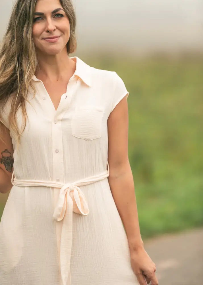 Willow Blush Pink Cotton Gauze Midi Dress - IC Dresses