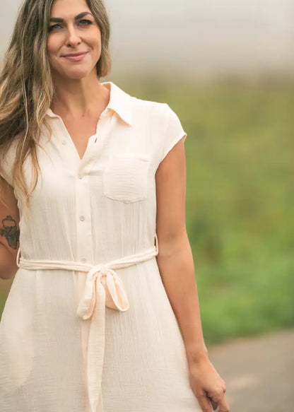 Willow Blush Pink Cotton Gauze Midi Dress - IC Dresses