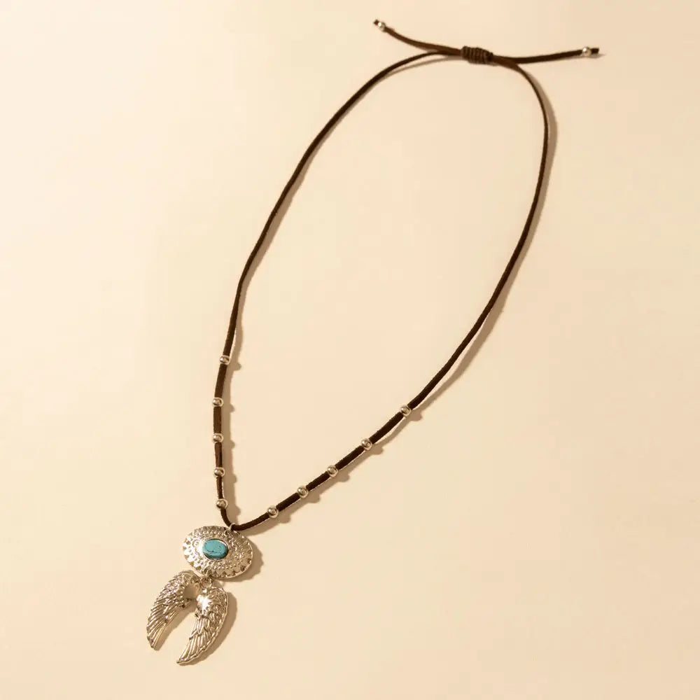 Myra Windspur Feather Necklace in Desert Turquoise - Desert Turquoise - JEWELLRY