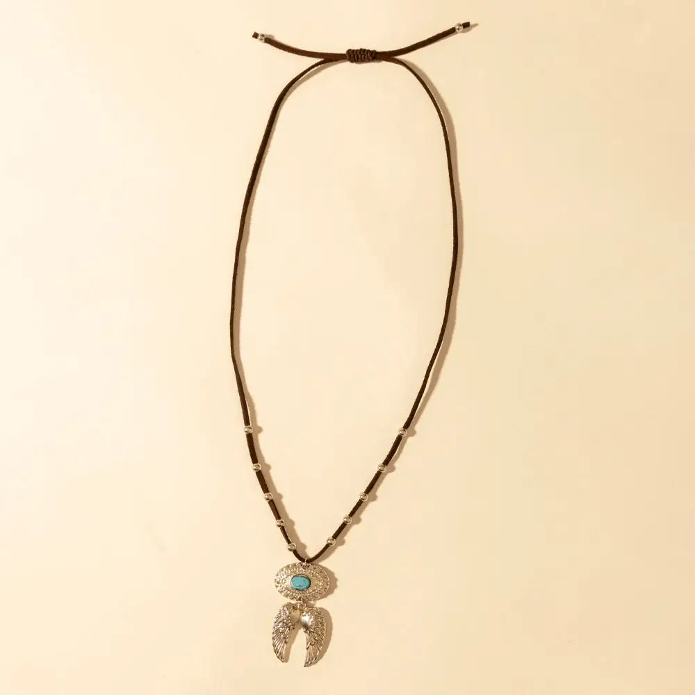 Myra Windspur Feather Necklace in Desert Turquoise - Desert Turquoise - JEWELLRY
