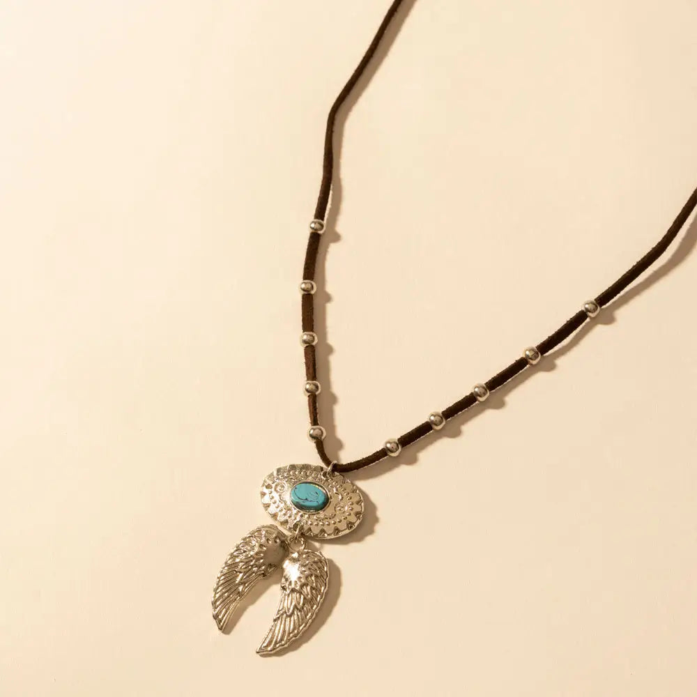 Myra Windspur Feather Necklace in Desert Turquoise - Desert Turquoise - JEWELLRY