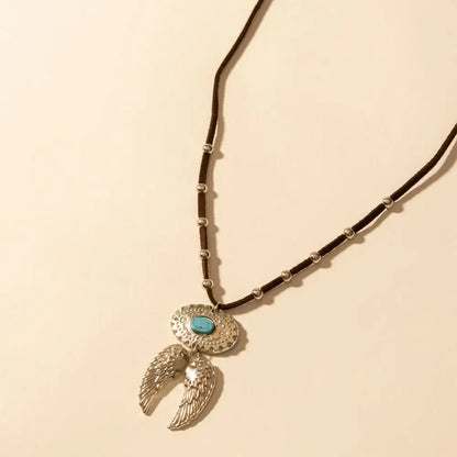 Myra Windspur Feather Necklace in Desert Turquoise - Desert Turquoise - JEWELLRY