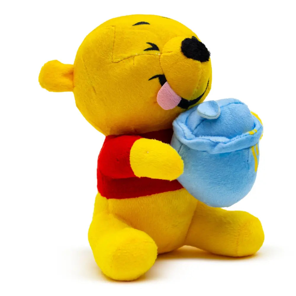 Dog Toy Squeaker Plush - Winnie the Pooh Winking Hunny Pot Sitting Pose Dog Toy Squeaky Plush
