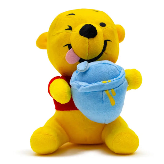 Dog Toy Squeaker Plush - Winnie the Pooh Winking Hunny Pot Sitting Pose Dog Toy Squeaky Plush