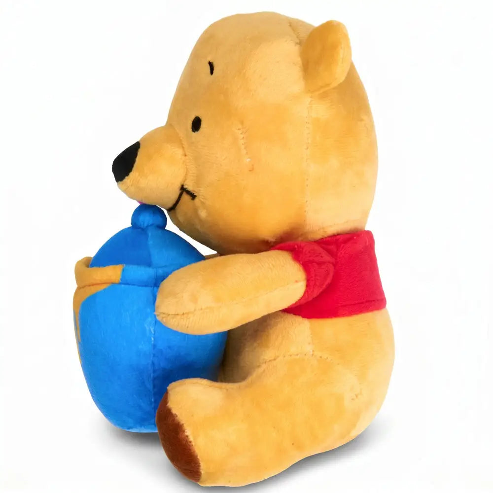 Dog Toy Squeaker Plush - Winnie the Pooh Winking Hunny Pot Sitting Pose - Dog Toy Squeaky Plush