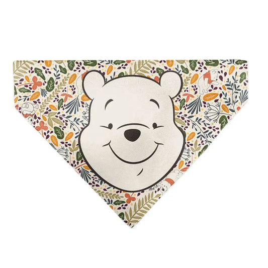 Pet Bandana - Winnie the Pooh Smiling Face/Foliage Collage Beige/Green/Orange/Yellow Pet Bandanas
