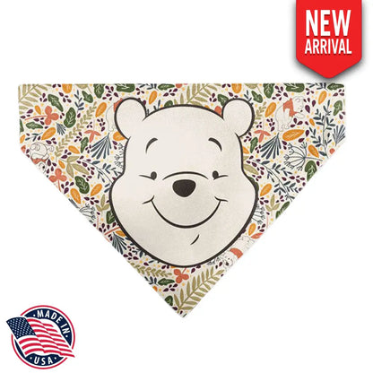 Pet Bandana - Winnie the Pooh Smiling Face/Foliage Collage Beige/Green/Orange/Yellow Pet Bandanas
