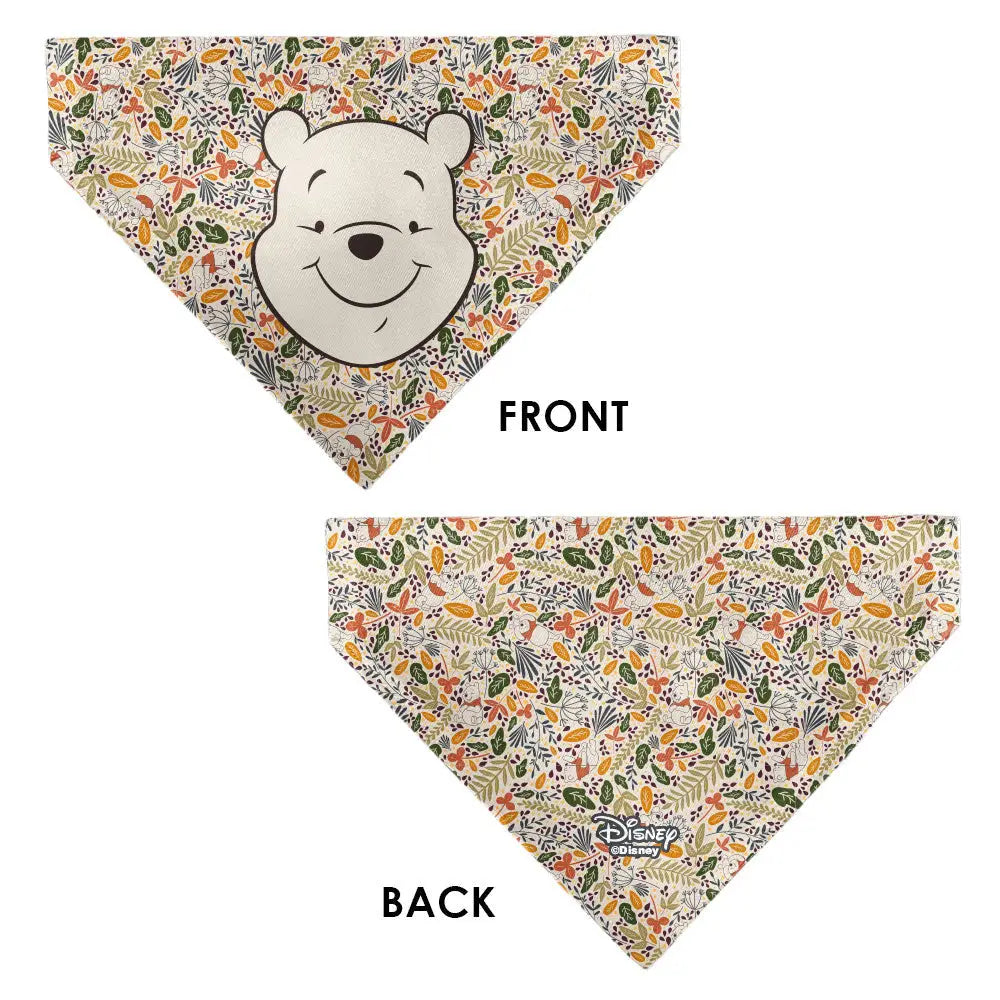Pet Bandana - Winnie the Pooh Smiling Face/Foliage Collage Beige/Green/Orange/Yellow Pet Bandanas