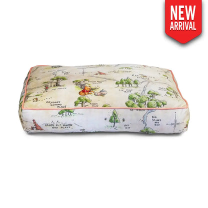 Rectangle Pet Bed - Winnie the Pooh Hundred Acre Wood Map Beige - Pet Beds