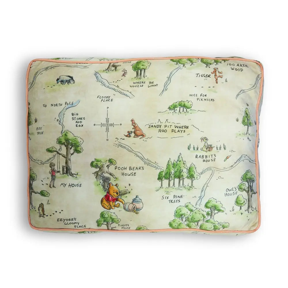 Rectangle Pet Bed - Winnie the Pooh Hundred Acre Wood Map Beige - Pet Beds