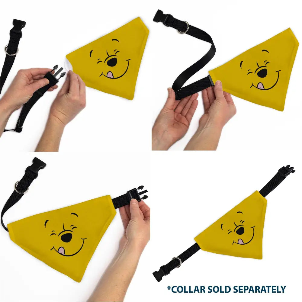 Pet Bandana - Winnie the Pooh Winking Smiling Face Golden Yellow - Pet Bandanas