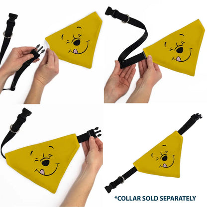 Pet Bandana - Winnie the Pooh Winking Smiling Face Golden Yellow - Pet Bandanas