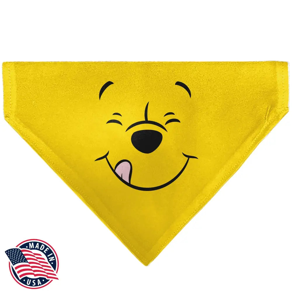 Pet Bandana - Winnie the Pooh Winking Smiling Face Golden Yellow - Pet Bandanas