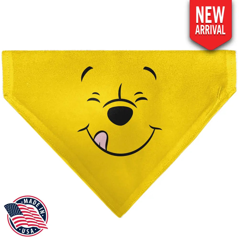 Pet Bandana - Winnie the Pooh Winking Smiling Face Golden Yellow - Pet Bandanas