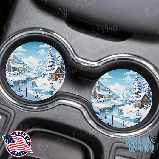 Winter Wonderland Blue Car Coaster