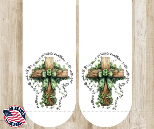With God All Things Are Possible – White Socks