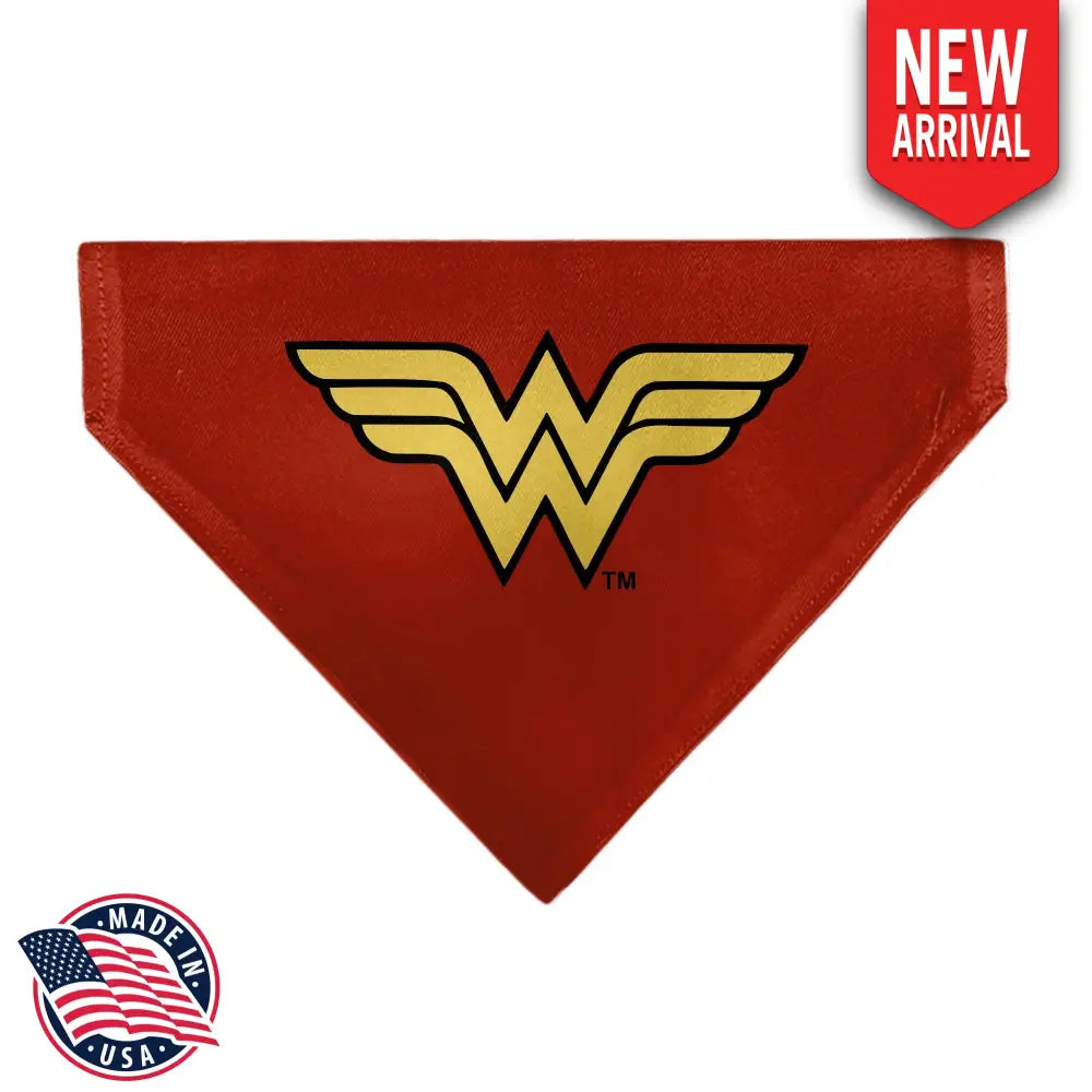 Pet Bandana - Wonder Woman WW Logo Red/Black/Yellow Pet Bandanas