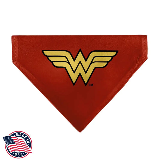 Pet Bandana - Wonder Woman WW Logo Red/Black/Yellow Pet Bandanas