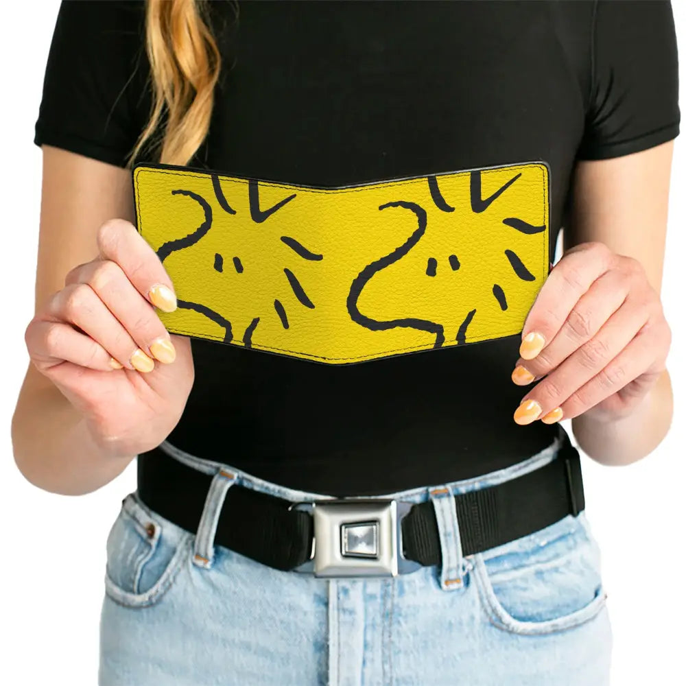 Bi-Fold Wallet - Peanuts Woodstock Face Yellow/Black Bi-Fold Wallets