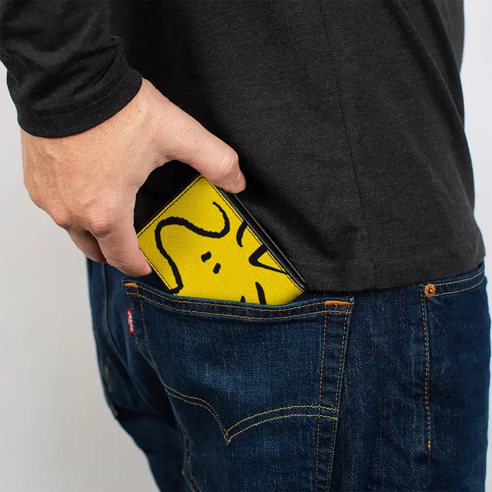 Bi-Fold Wallet - Peanuts Woodstock Face Yellow/Black Bi-Fold Wallets