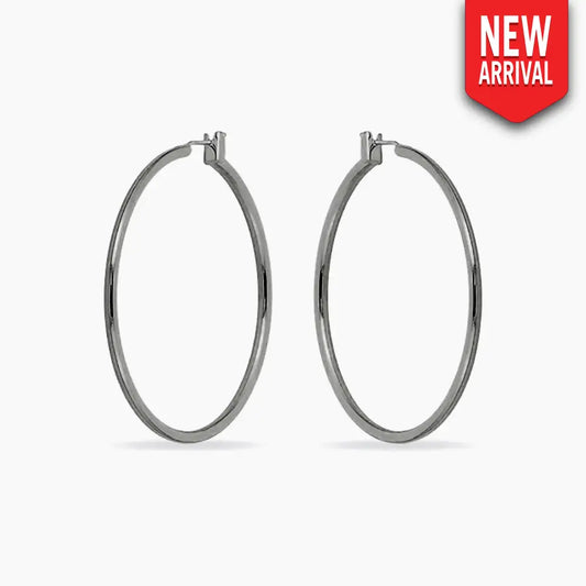 Yasmin White Gold Rhodium Large Hoop Earrings - Earrings
