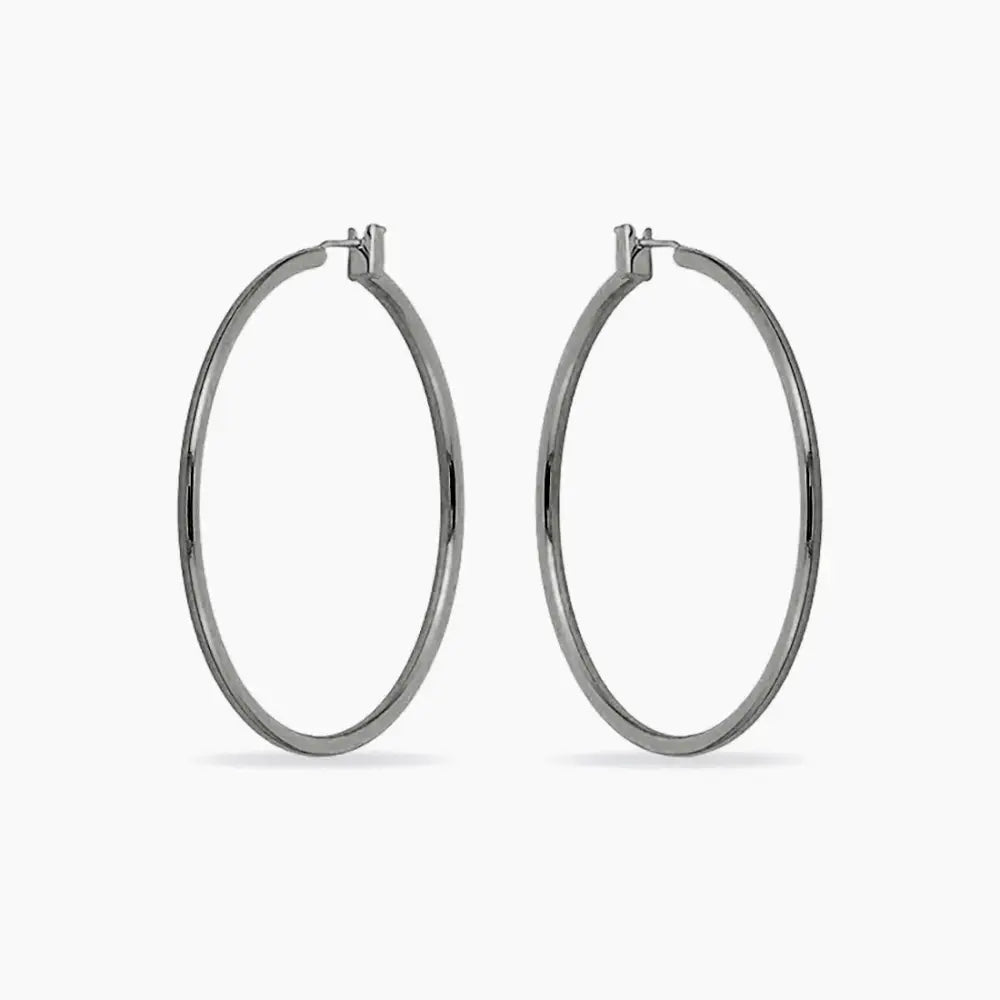 Yasmin White Gold Rhodium Large Hoop Earrings - Earrings